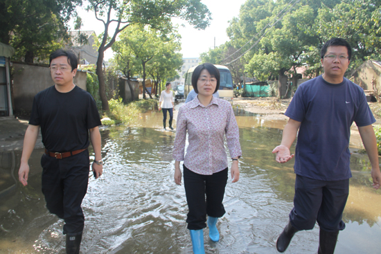 丁晓芳检查指导积水排涝工作